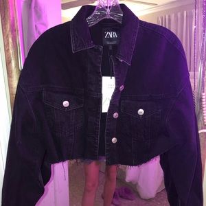 ZARA Cropped Black Jean Jacket